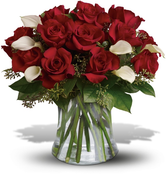 Be Still My Heart - Dozen Red Roses with mini calla