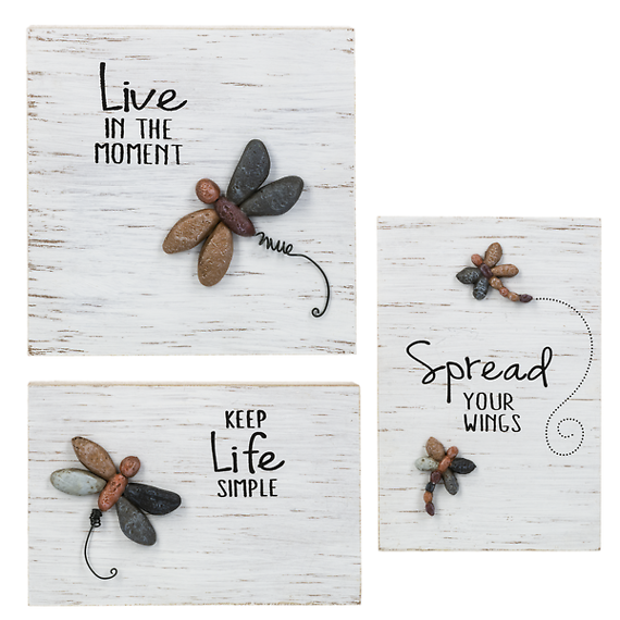 Pebble Art Dragonfly Wall Plaques - $12.00 Each